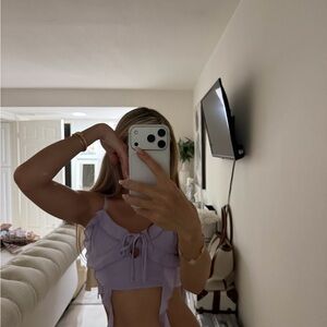 Lavender Ruffle Crop Top